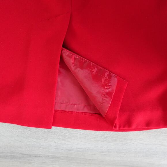 Vintage Retro 80s 90s Larry Levine Red Short Sleeve Skirt Blouse Suit Set 10 - Picture 7 of 13